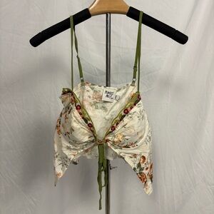 Princess Polly Floral Cream and Green Lace Bustier Camisole Sz US 2